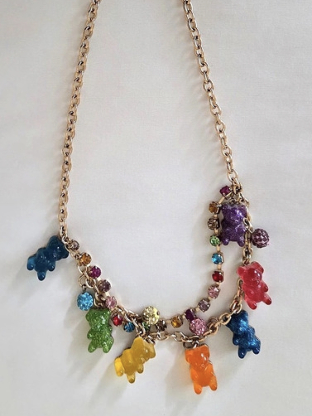 Betsey Johnson Multicolor Gummy Bear Charm Necklace